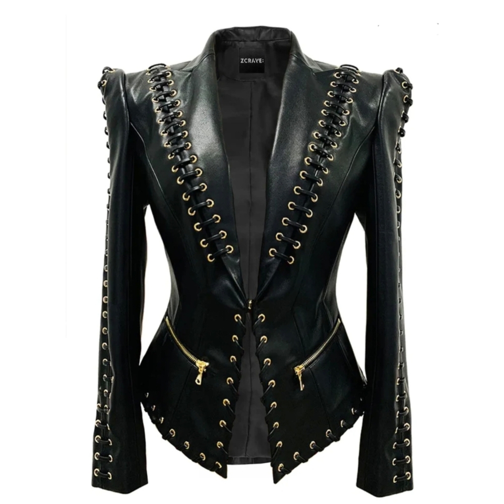 ZCRAVE Z’ CIATO Laced Leather Blazer (small)